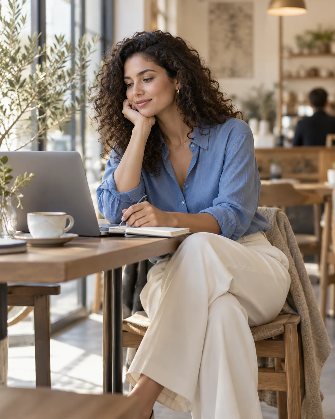 A professional working on her interview preparation